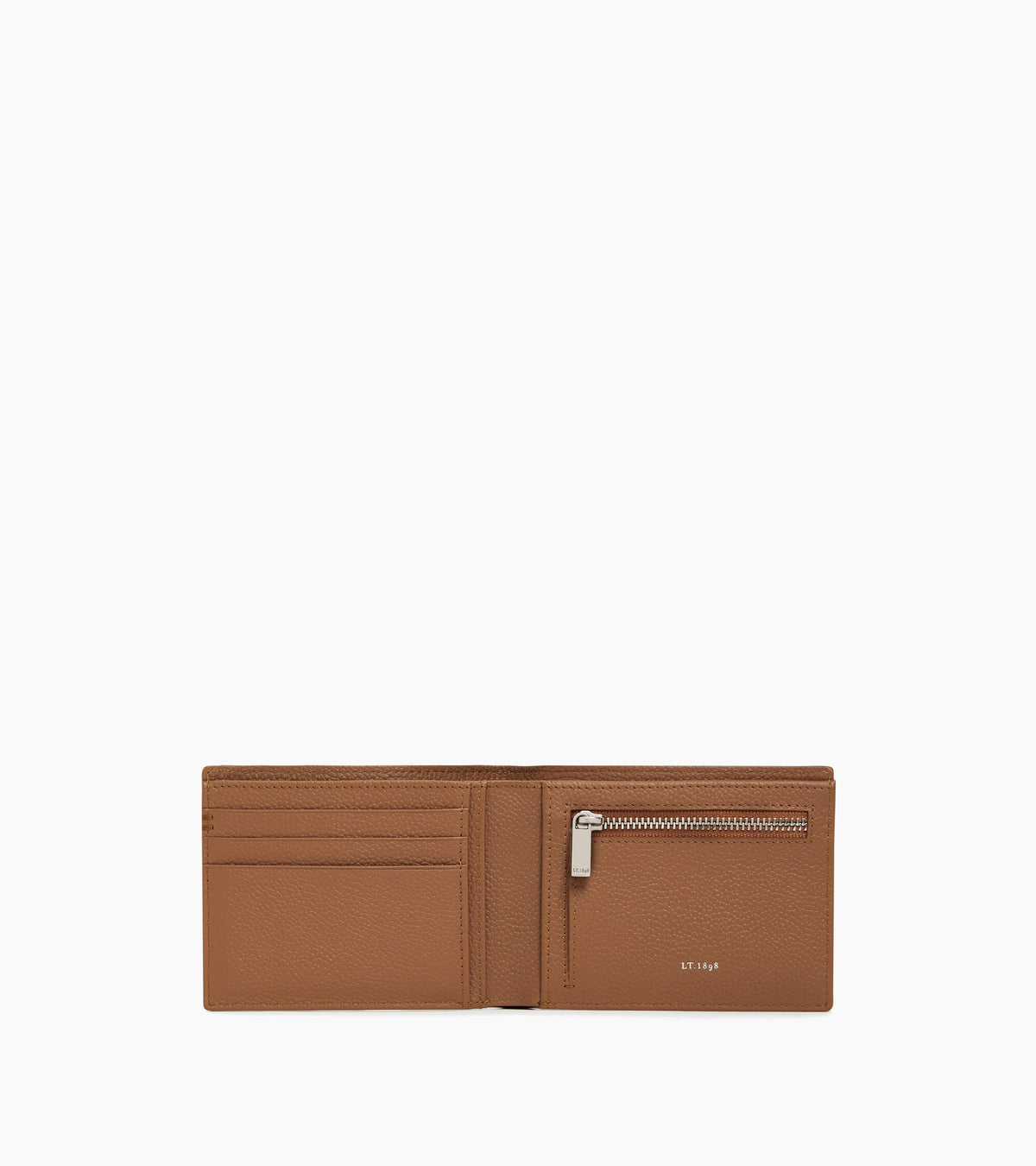 Cartera horizontal Lucien con cremallera de piel granulada