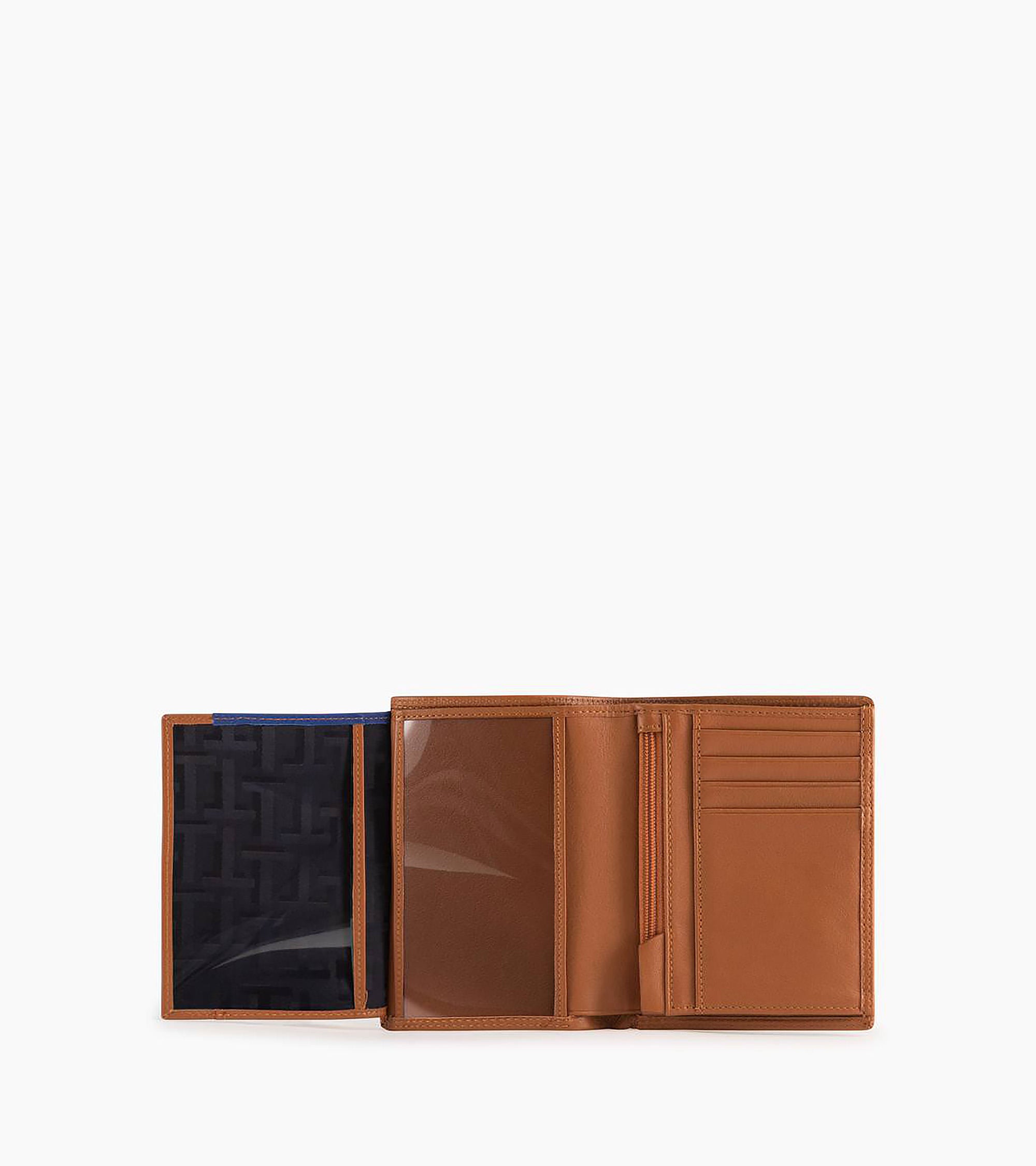 Portefeuille vertical moyen modèle zippé 2 volets Martin en cuir lisse