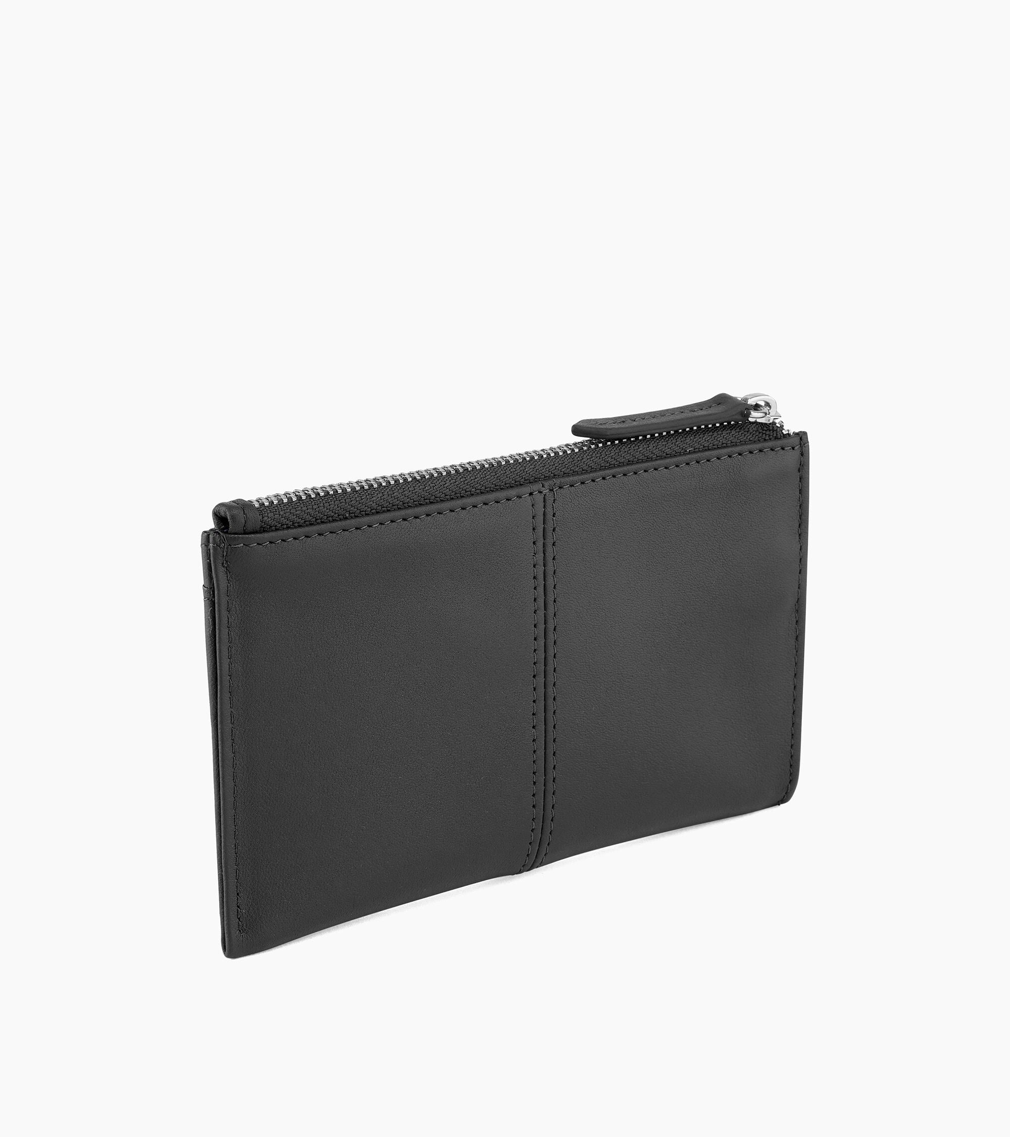 Estuche de llaves con cremallera Charlotte de piel lisa