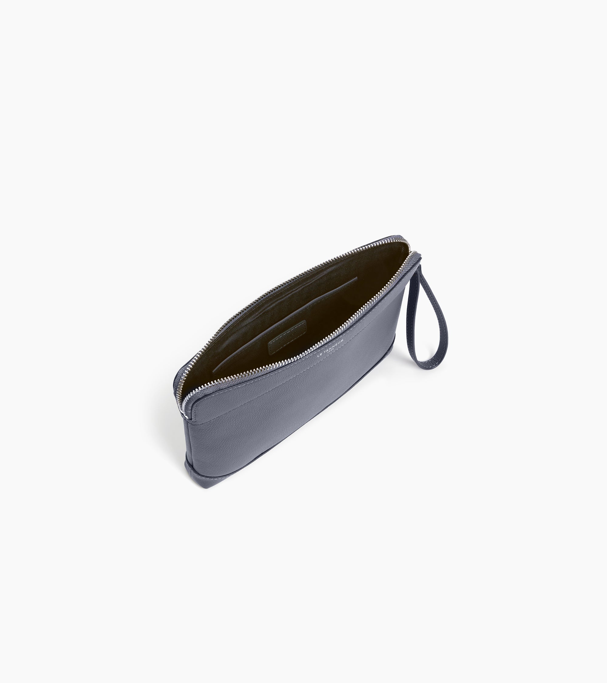 Bolso de mano con cremallera de cuero granulado