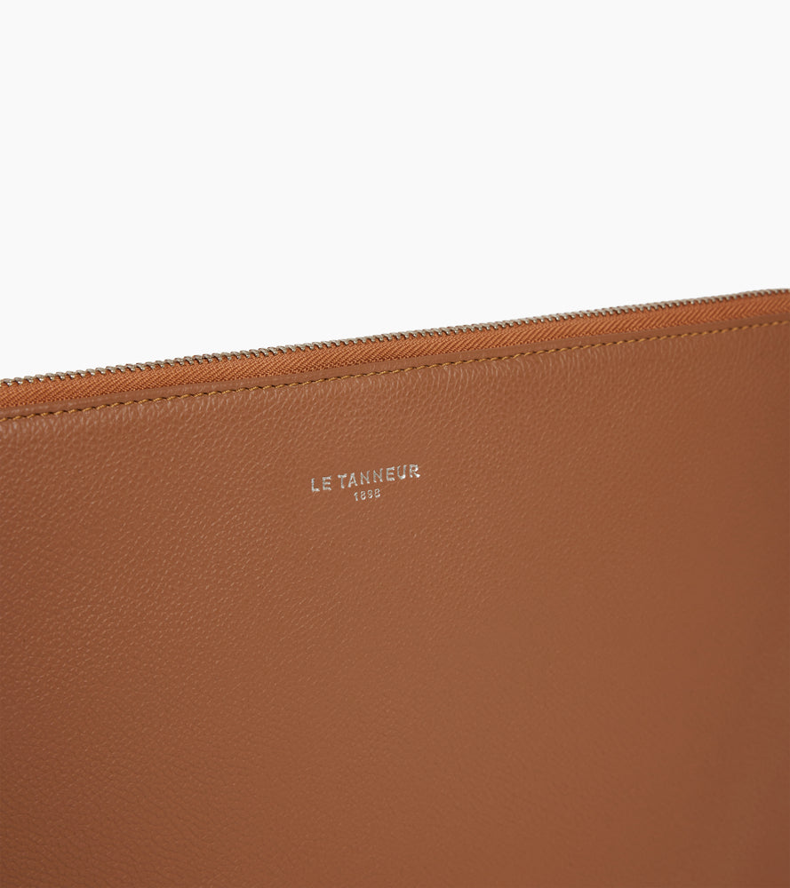 Pochette ordinateur 14" en cuir grainé