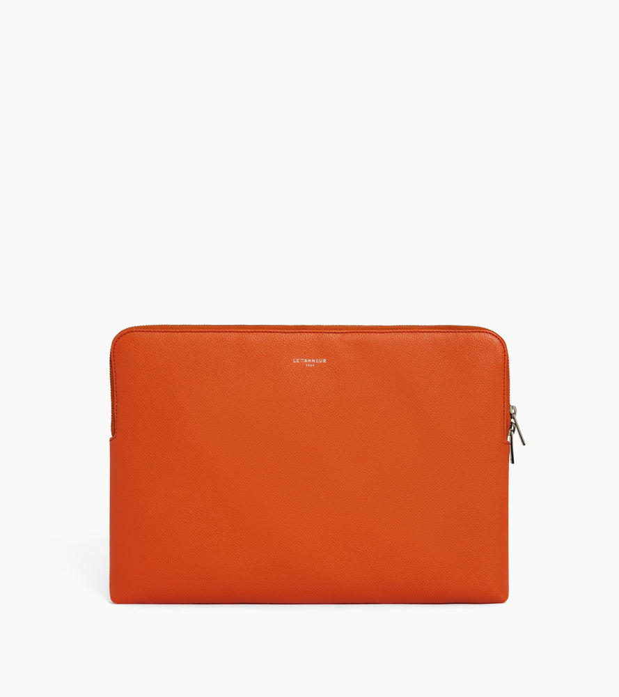 Pochette ordinateur 14" en cuir grainé