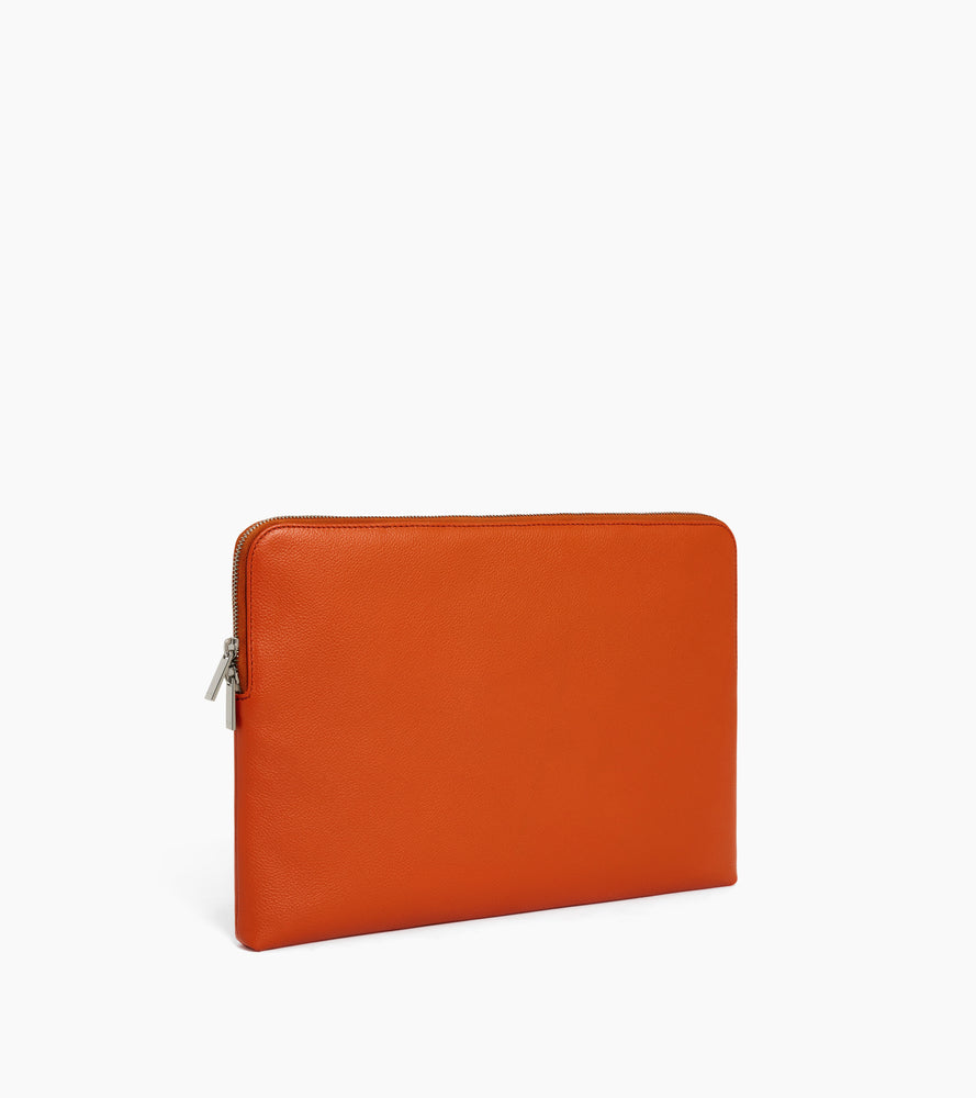Pochette ordinateur 14" en cuir grainé
