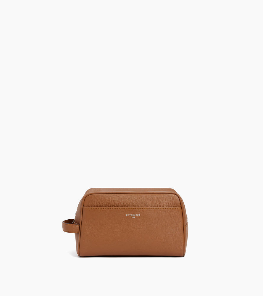 Trousse de toilette en cuir grainé