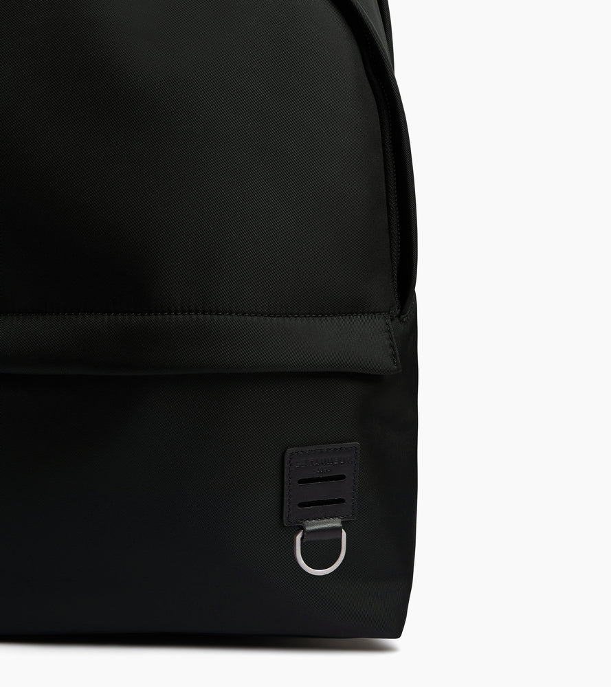 Sac à dos zippé Basile en toile nylon et cuir lisse