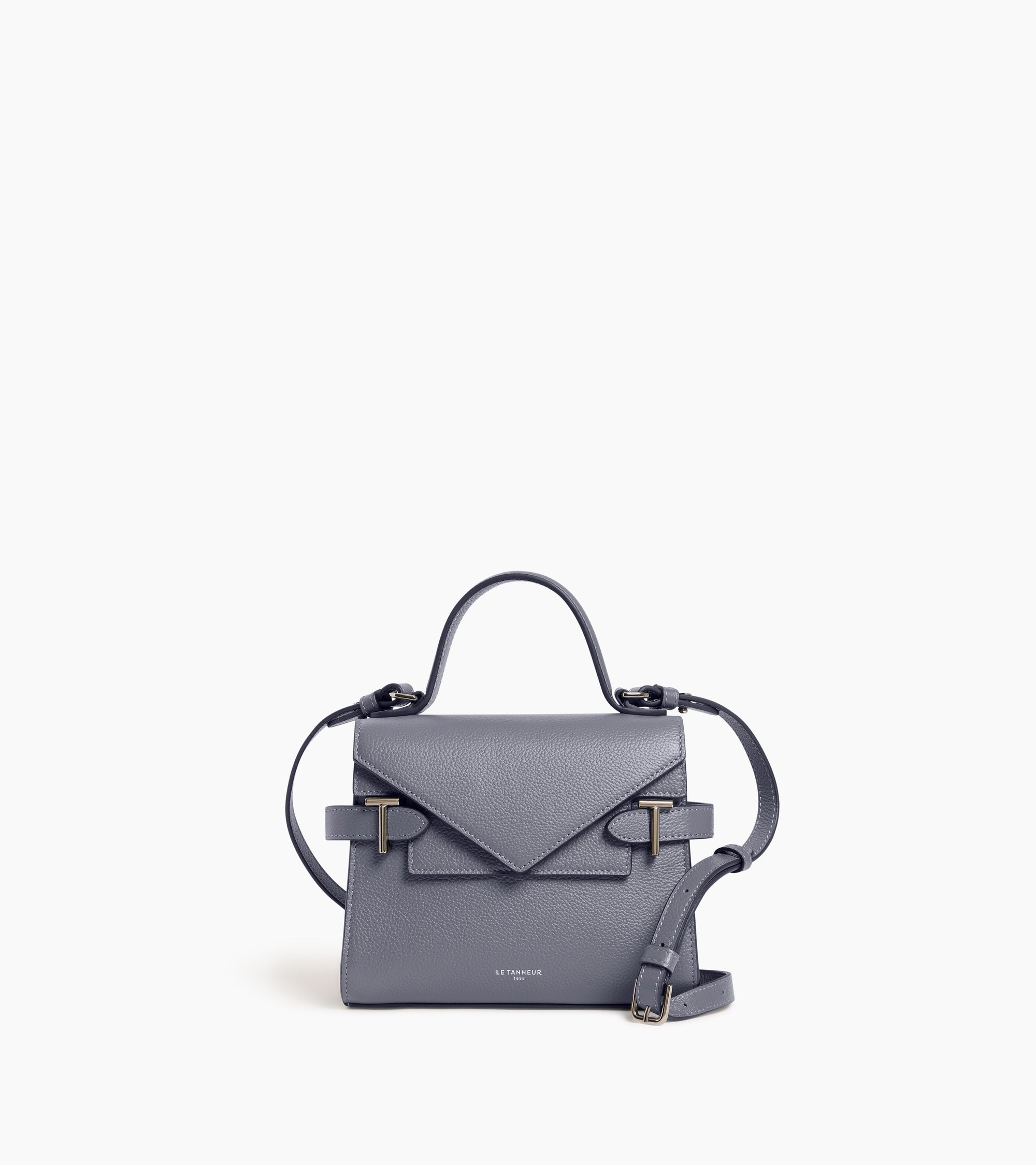 Bolso de mano pequeño Emilie de piel texturizada con doble solapa