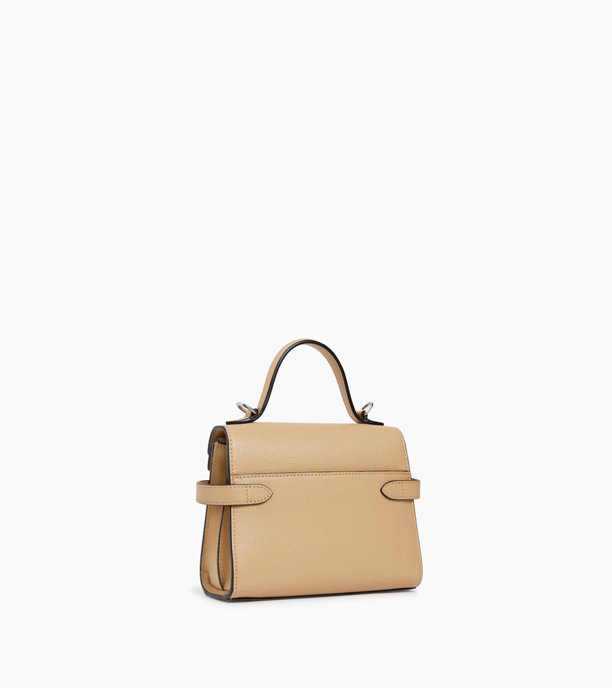 Petit sac à main double rabat Emilie en cuir grainé