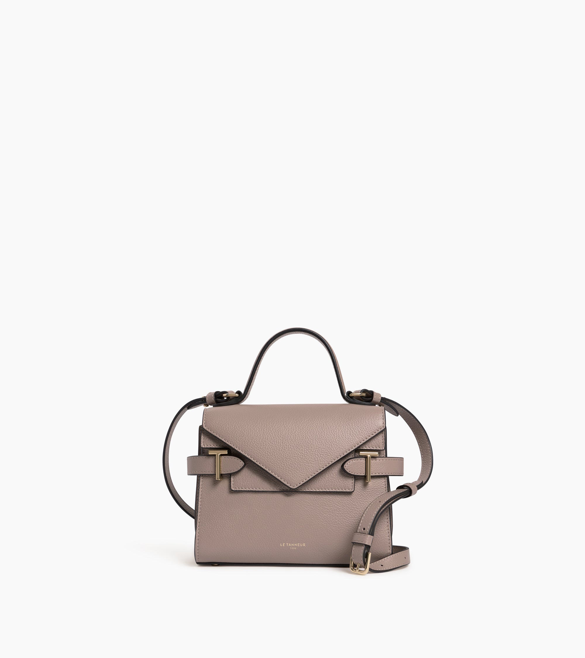 Bolso de mano pequeño Emilie de piel texturizada con doble solapa