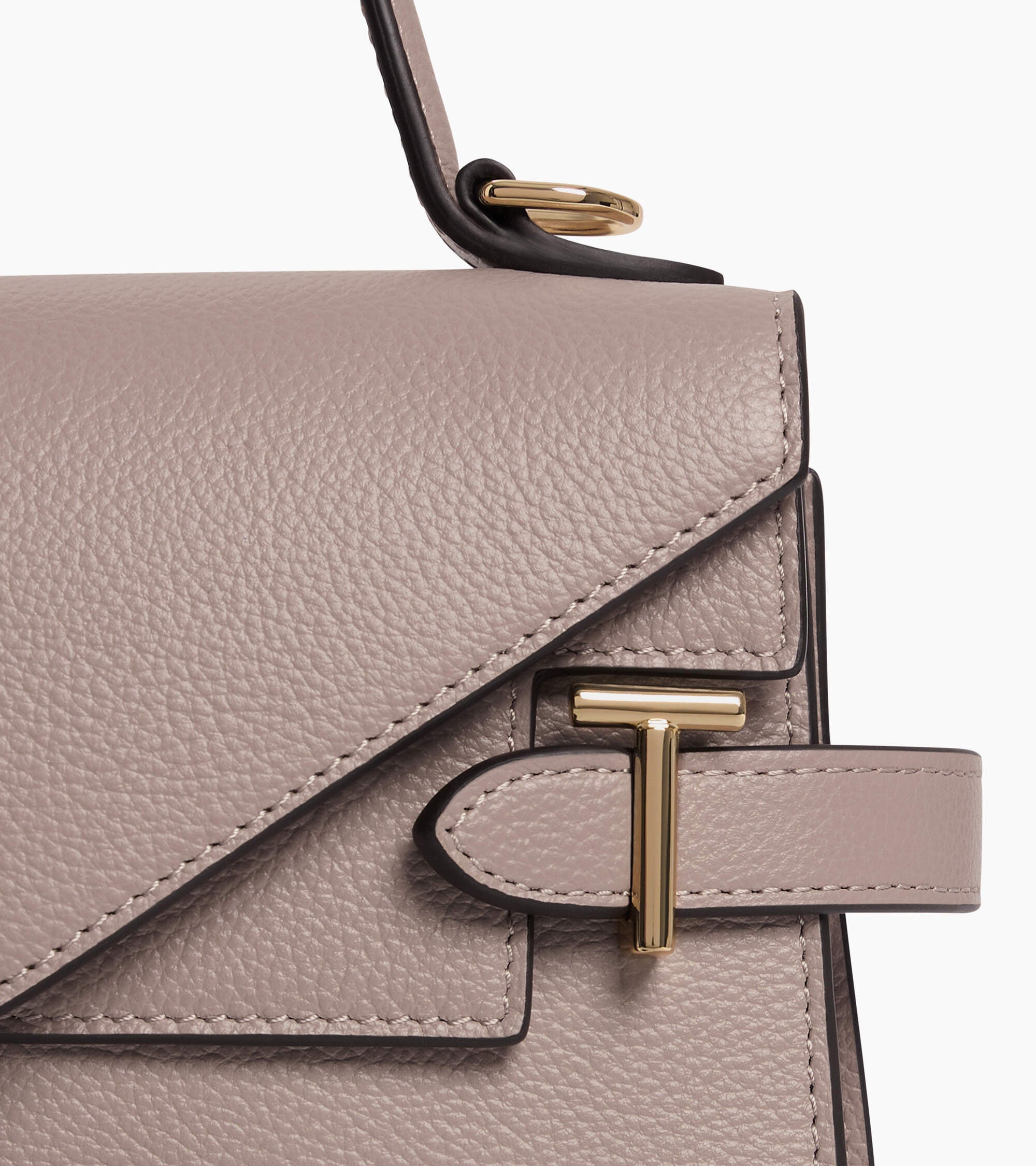Bolso de mano pequeño Emilie de piel texturizada con doble solapa