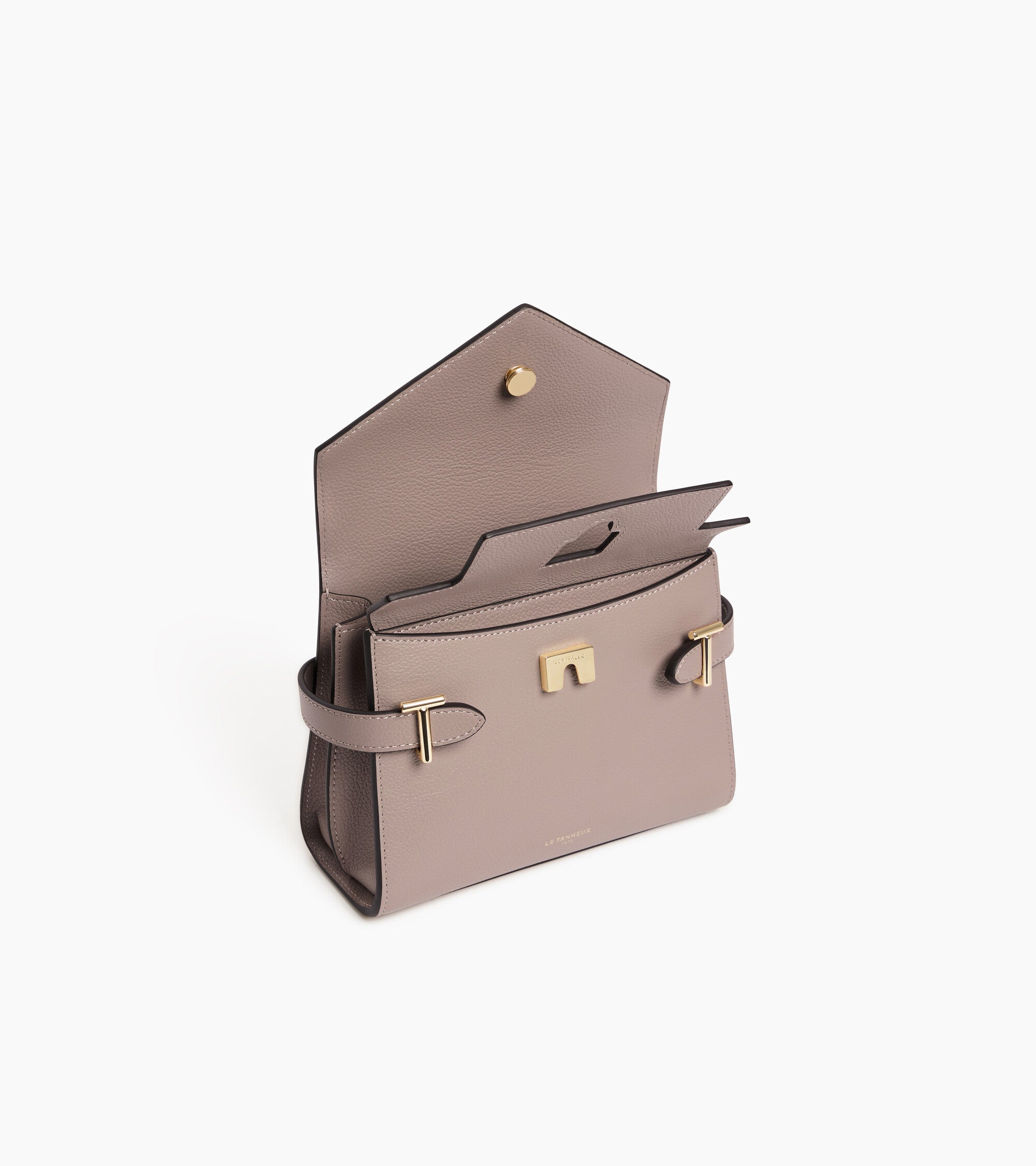 Bolso de mano pequeño Emilie de piel texturizada con doble solapa