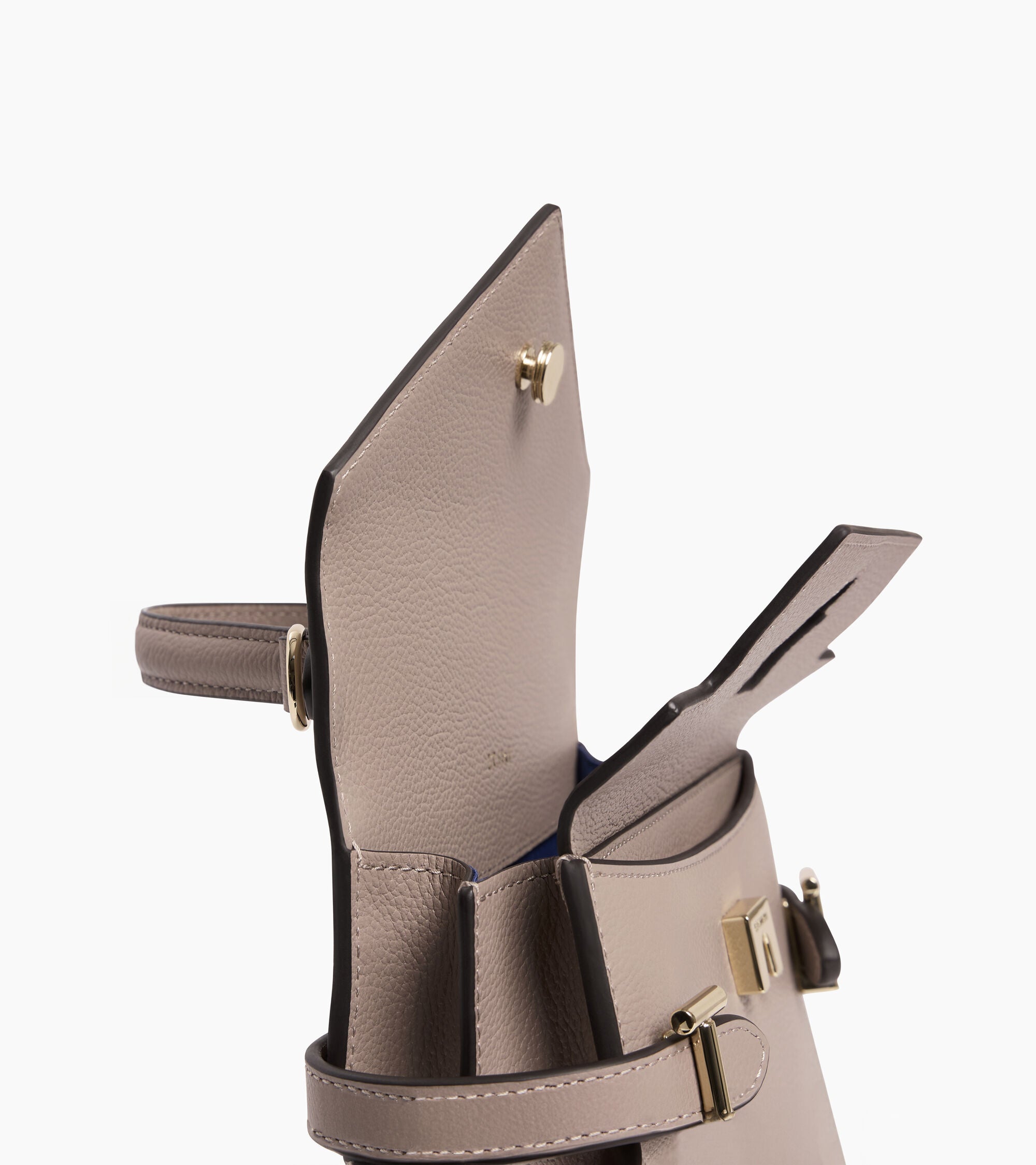Bolso de mano pequeño Emilie de piel texturizada con doble solapa