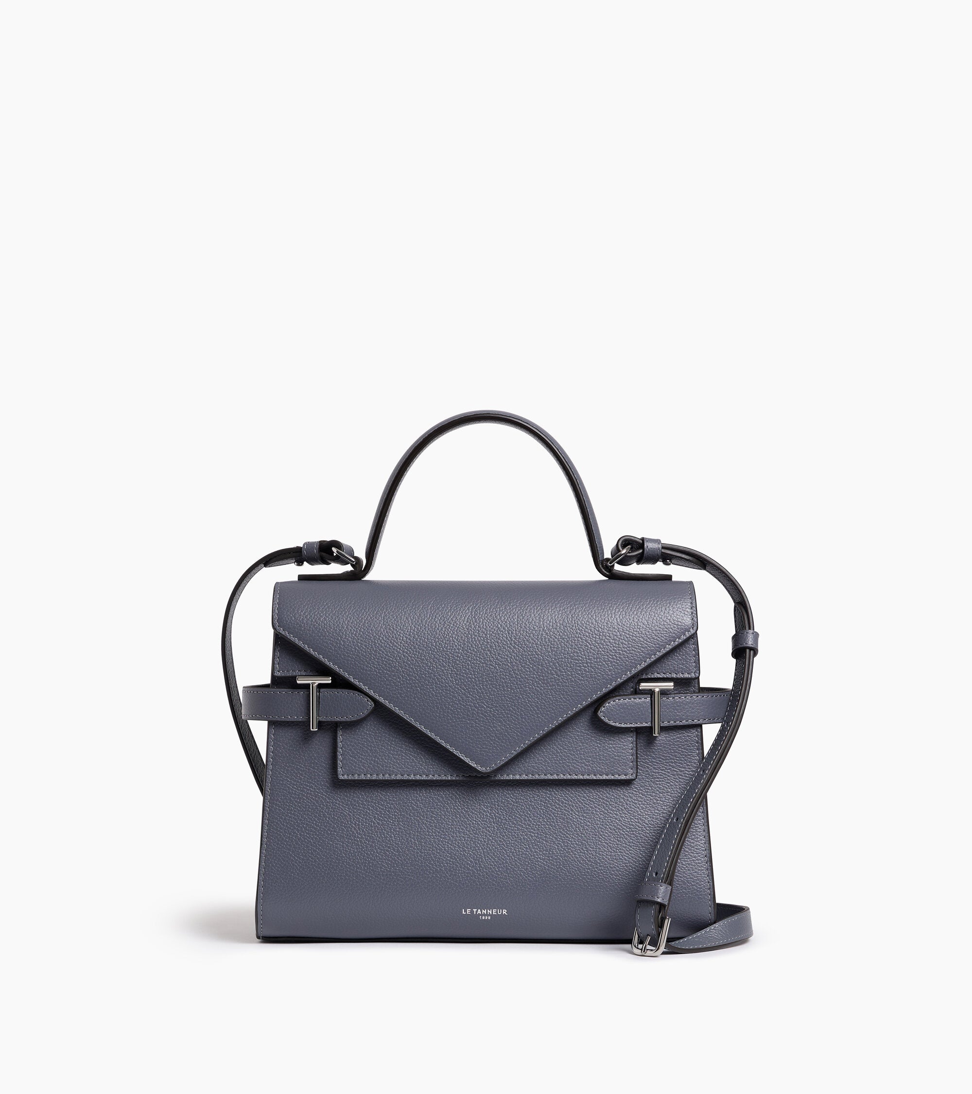 Bolso de mano mediano Emilie de piel texturizada con doble solapa