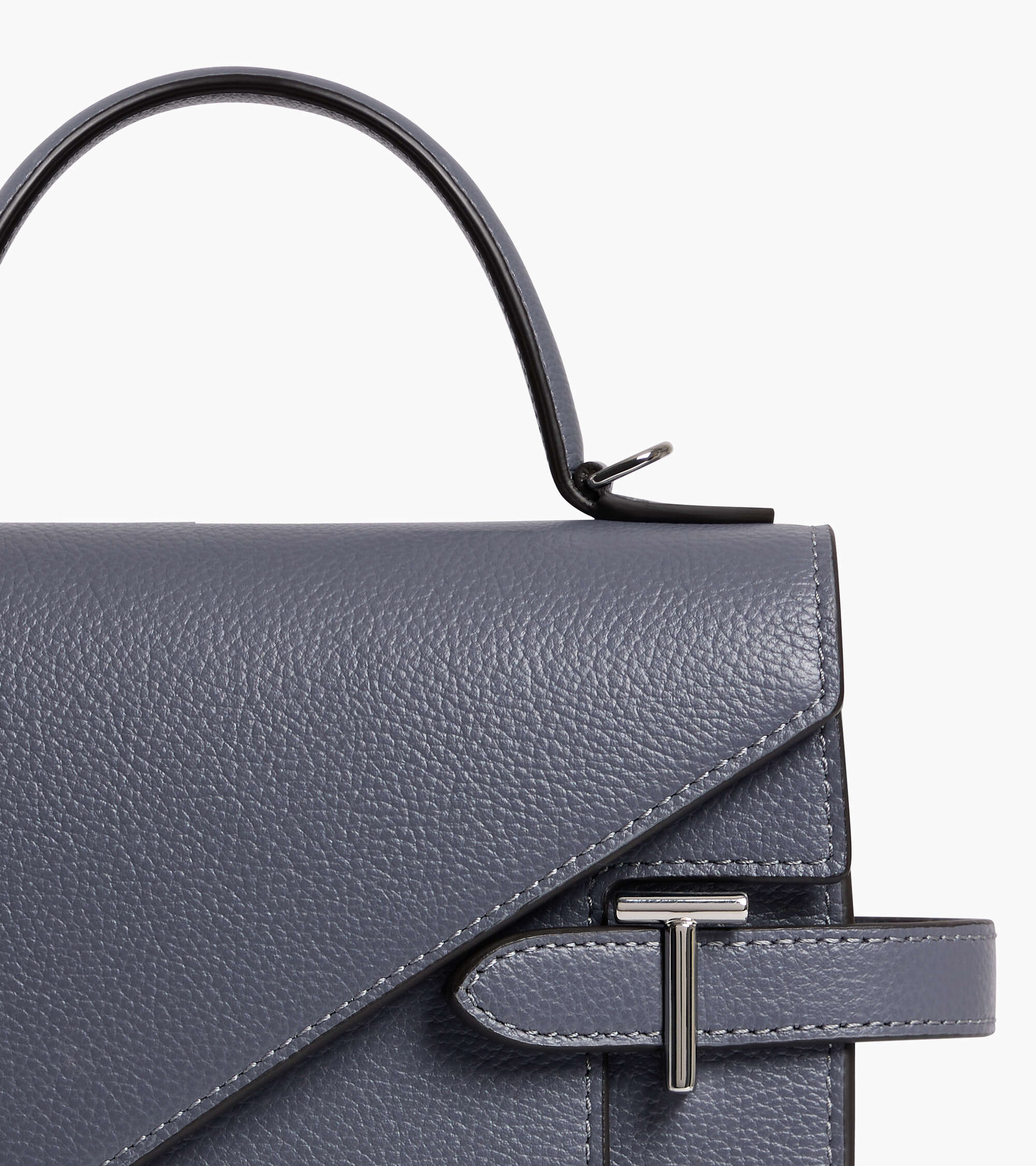 Bolso de mano mediano Emilie de piel texturizada con doble solapa