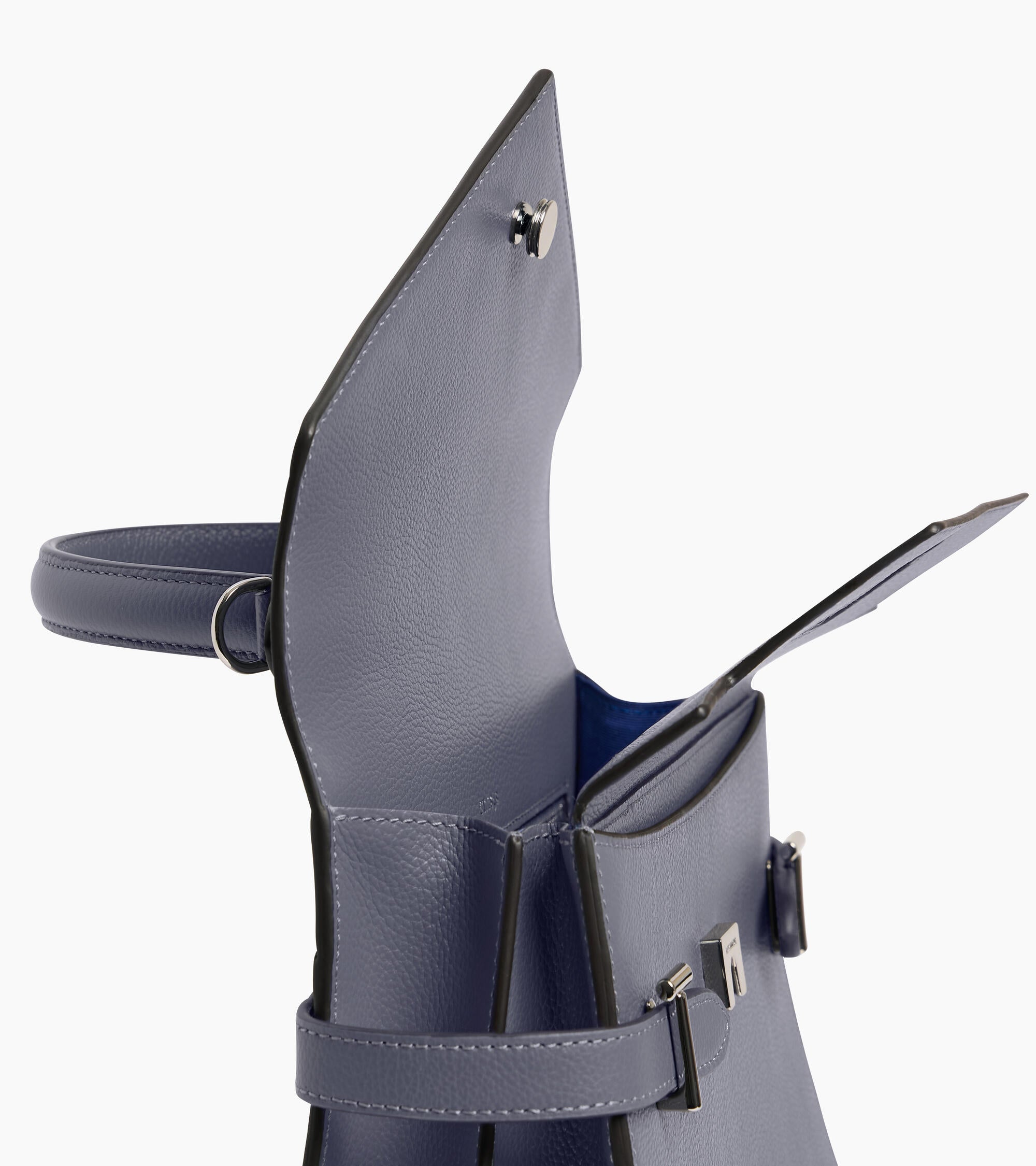 Bolso de mano mediano Emilie de piel texturizada con doble solapa