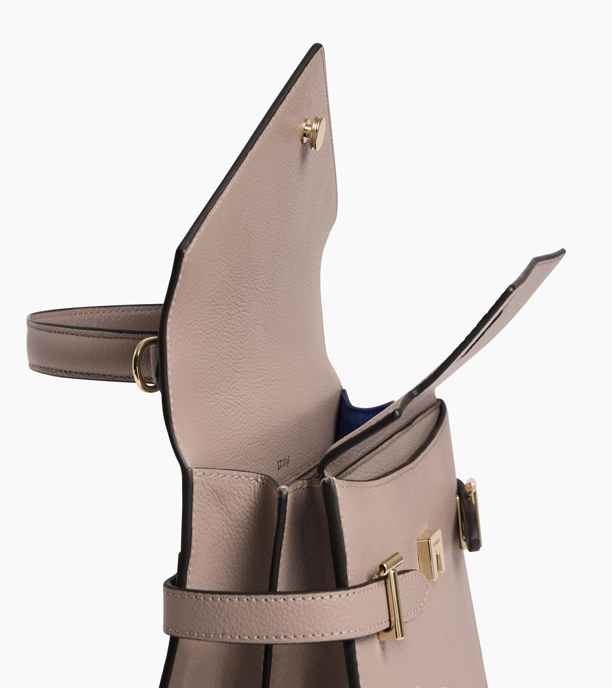 Bolso de mano mediano Emilie de piel texturizada con doble solapa