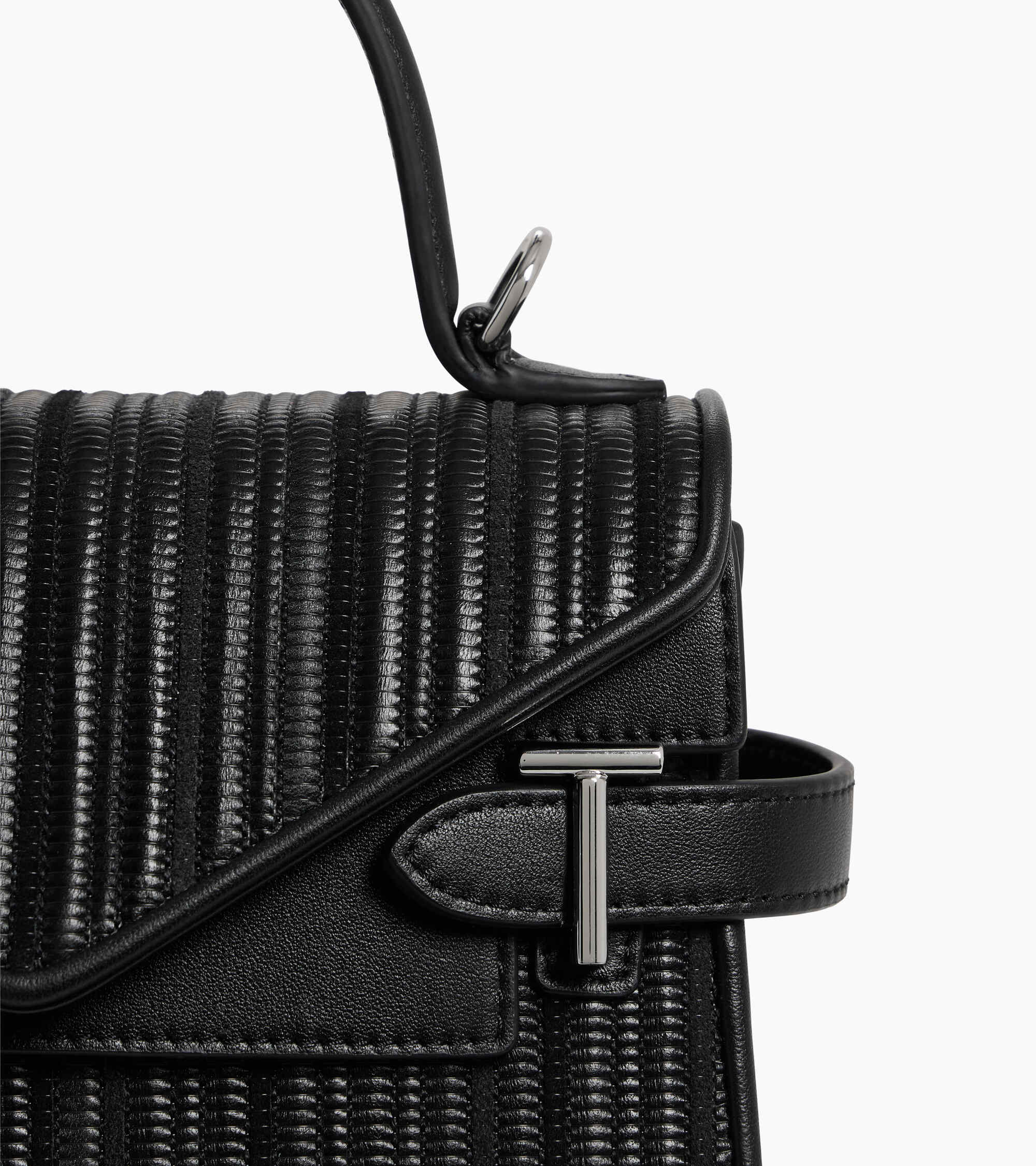Bolso de mano pequeño con doble solapa Emilie de piel trenzada reutilizada