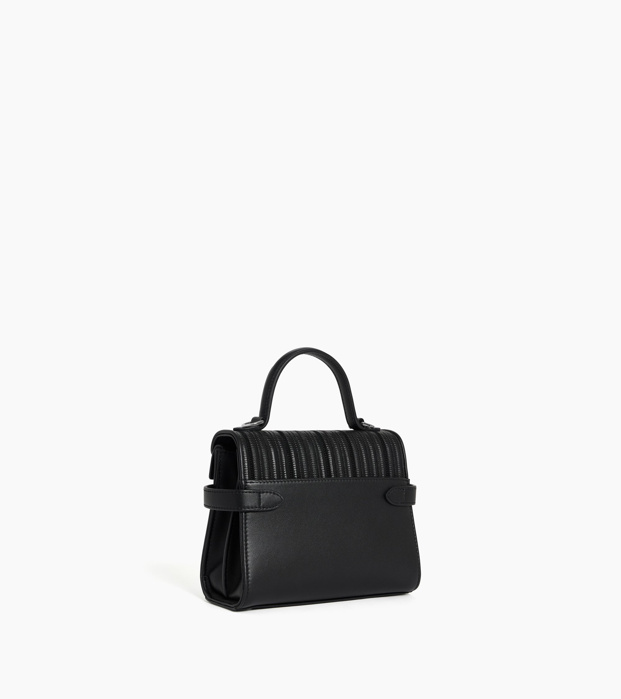 Bolso de mano pequeño con doble solapa Emilie de piel trenzada reutilizada
