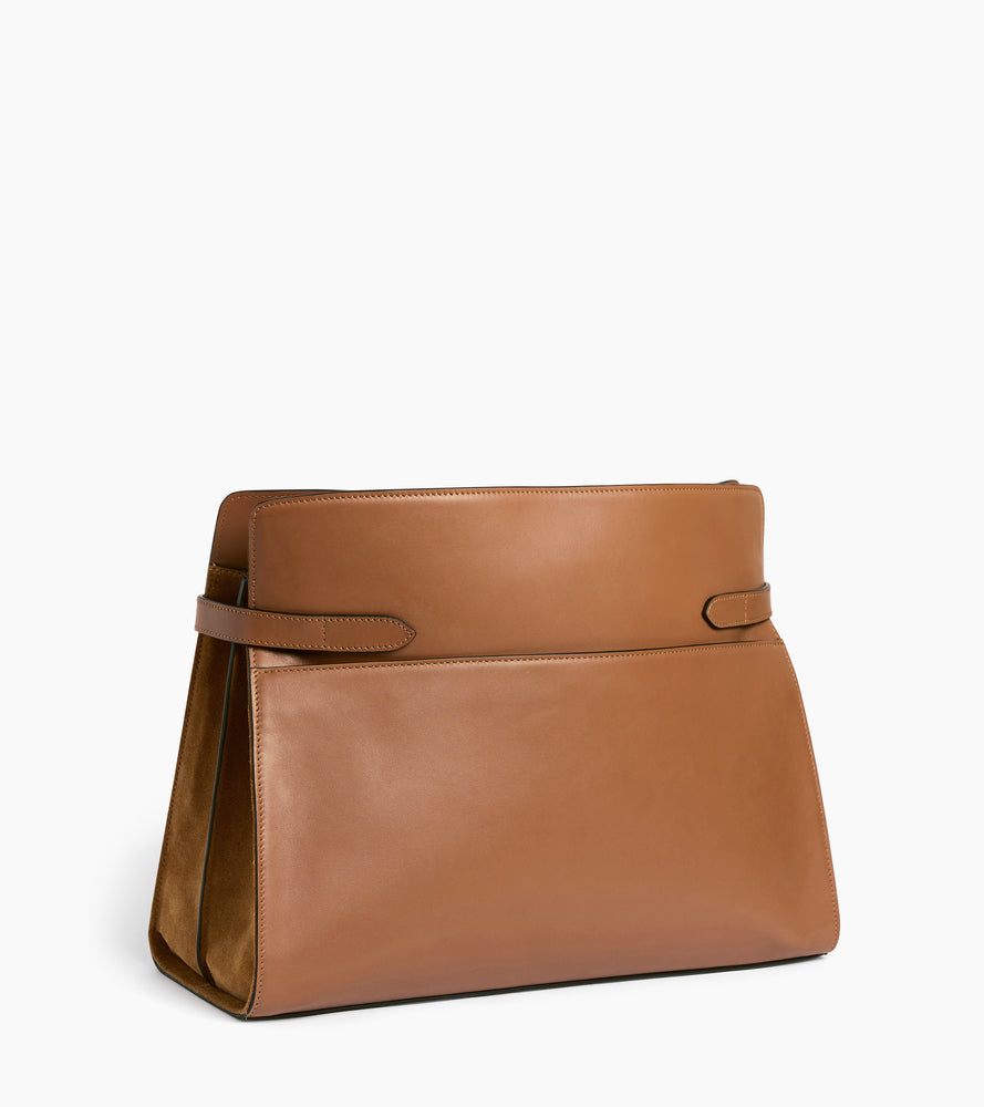 Sac porté épaule modèle maxi Emie en cuir lisse et nubuck
