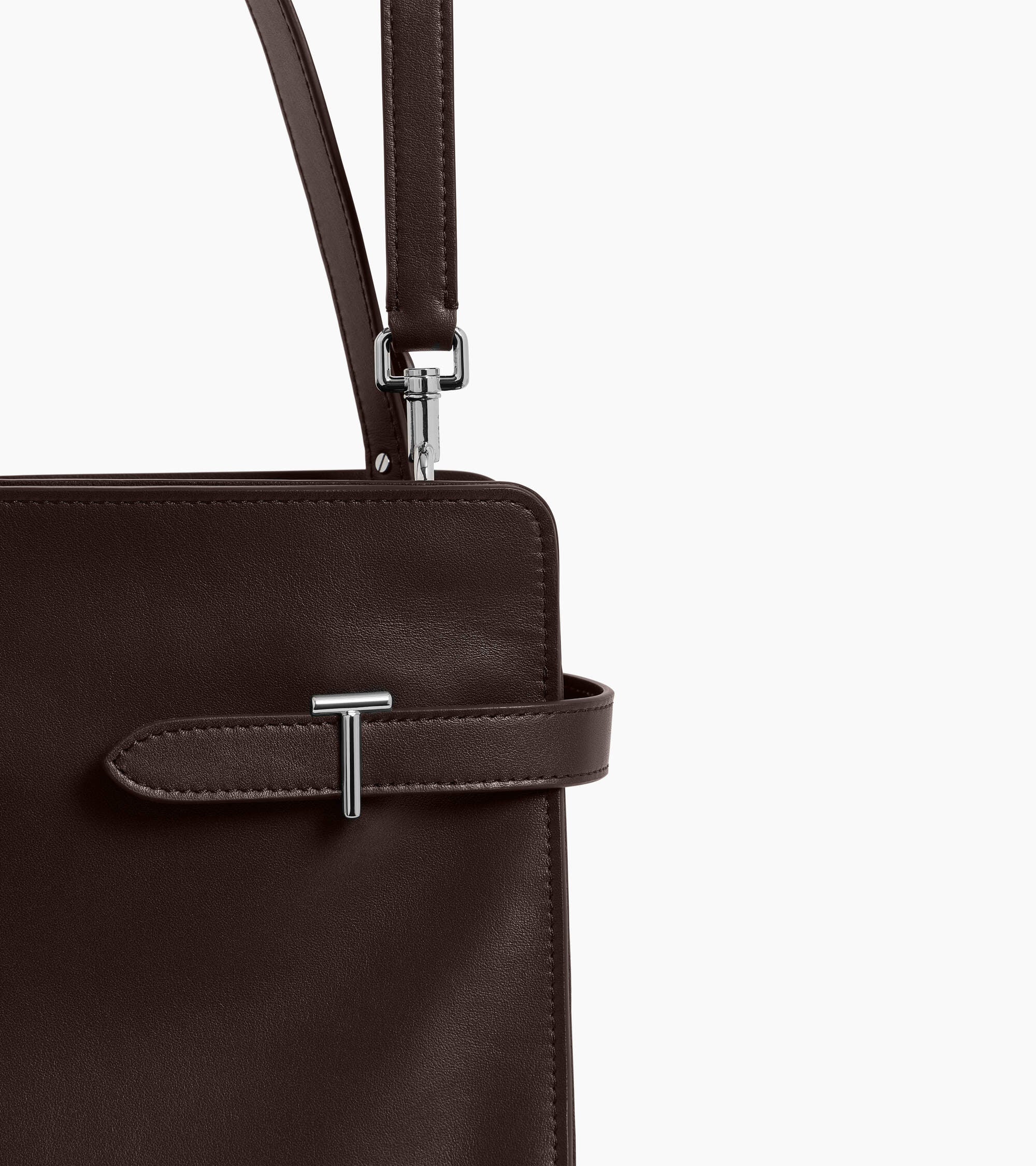 Sac porté épaule grand modèle Emie en cuir lisse et refente de velours