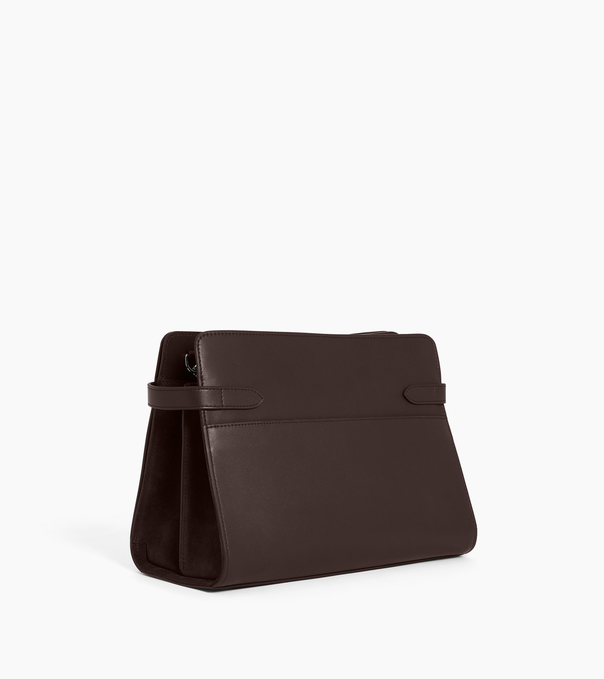 Sac porté épaule grand modèle Emie en cuir lisse et refente de velours