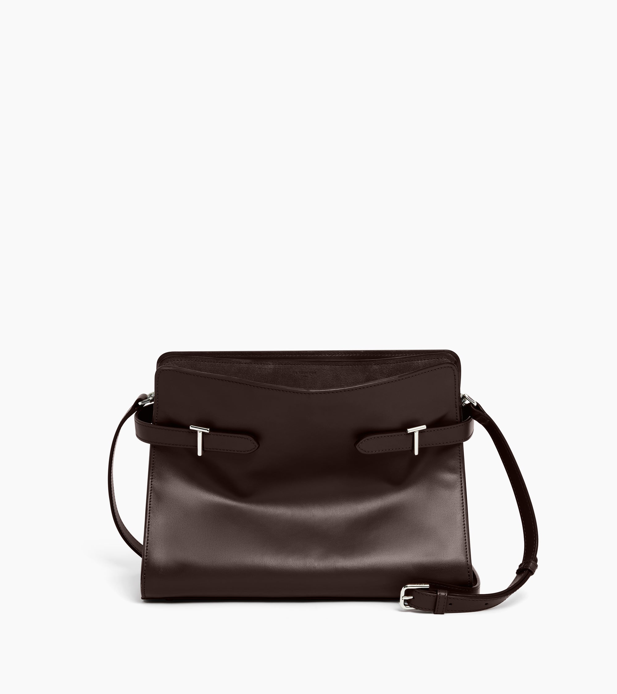 Sac porté épaule grand modèle Emie en cuir lisse et refente de velours