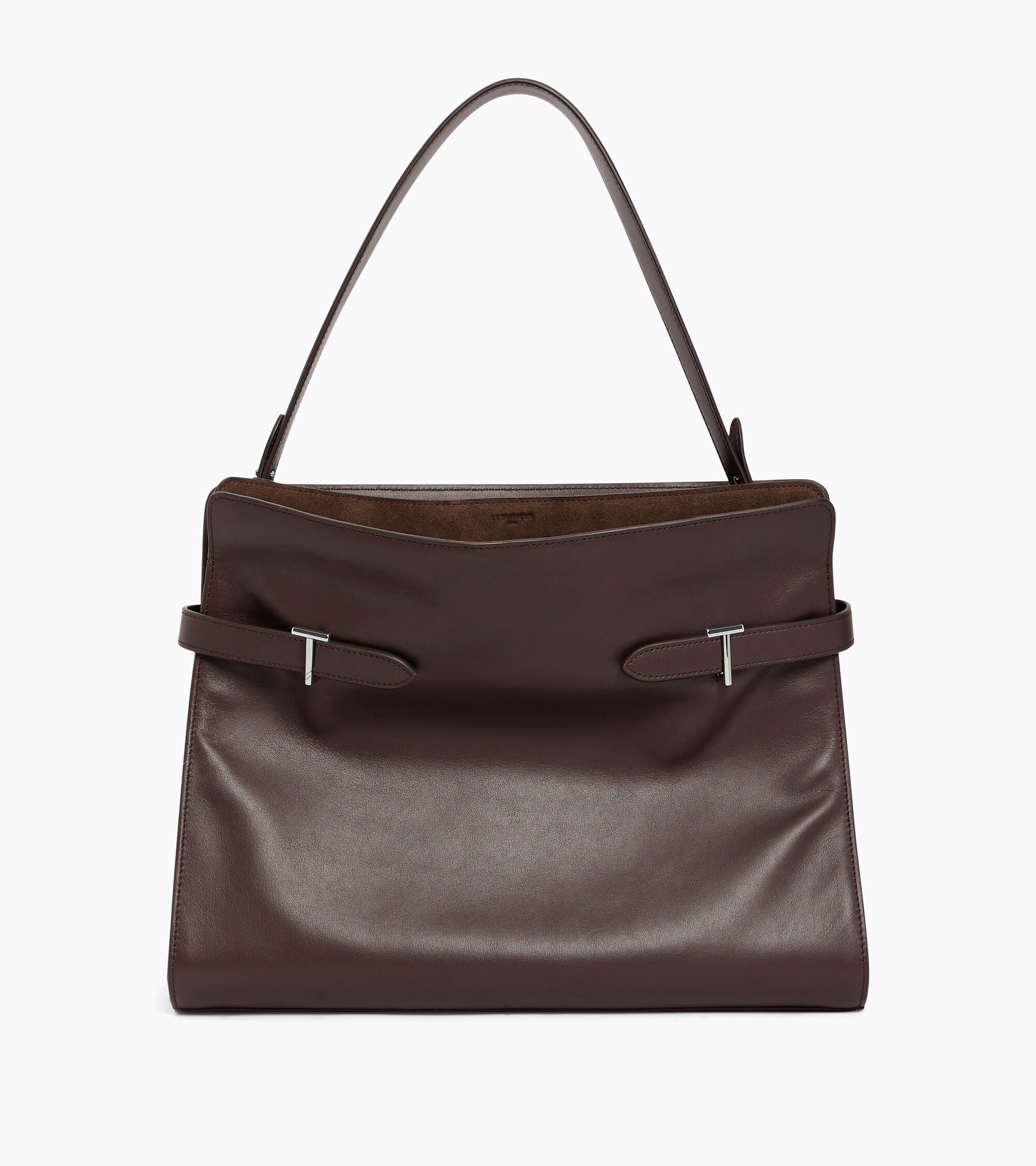 Sac porté épaule modèle maxi Emie en cuir lisse et refente de velours