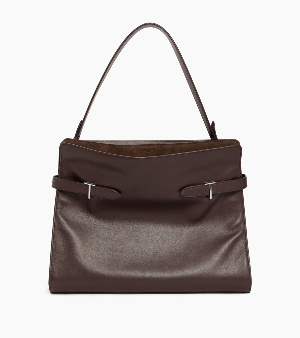 Sac porté épaule modèle maxi Emie en cuir lisse et refente de velours