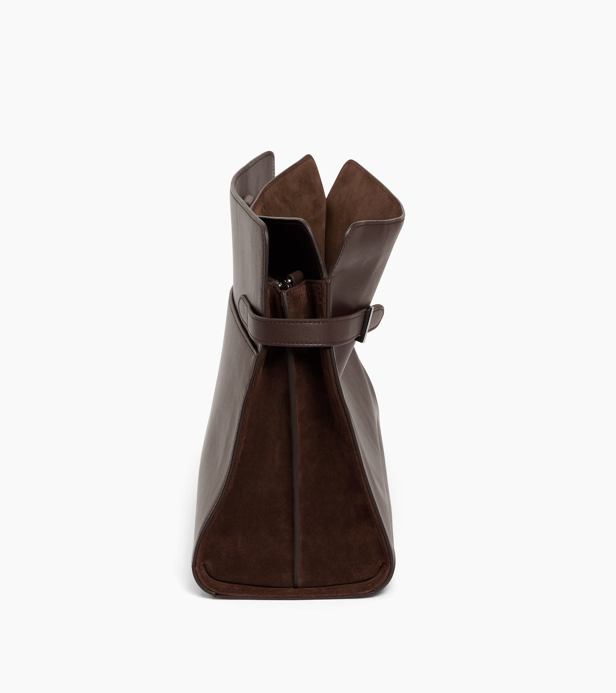 Sac porté épaule modèle maxi Emie en cuir lisse et refente de velours