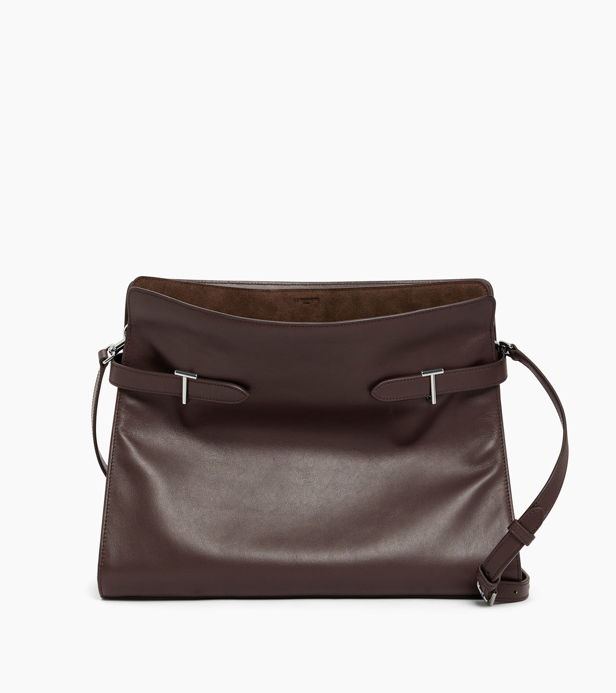 Sac porté épaule modèle maxi Emie en cuir lisse et refente de velours