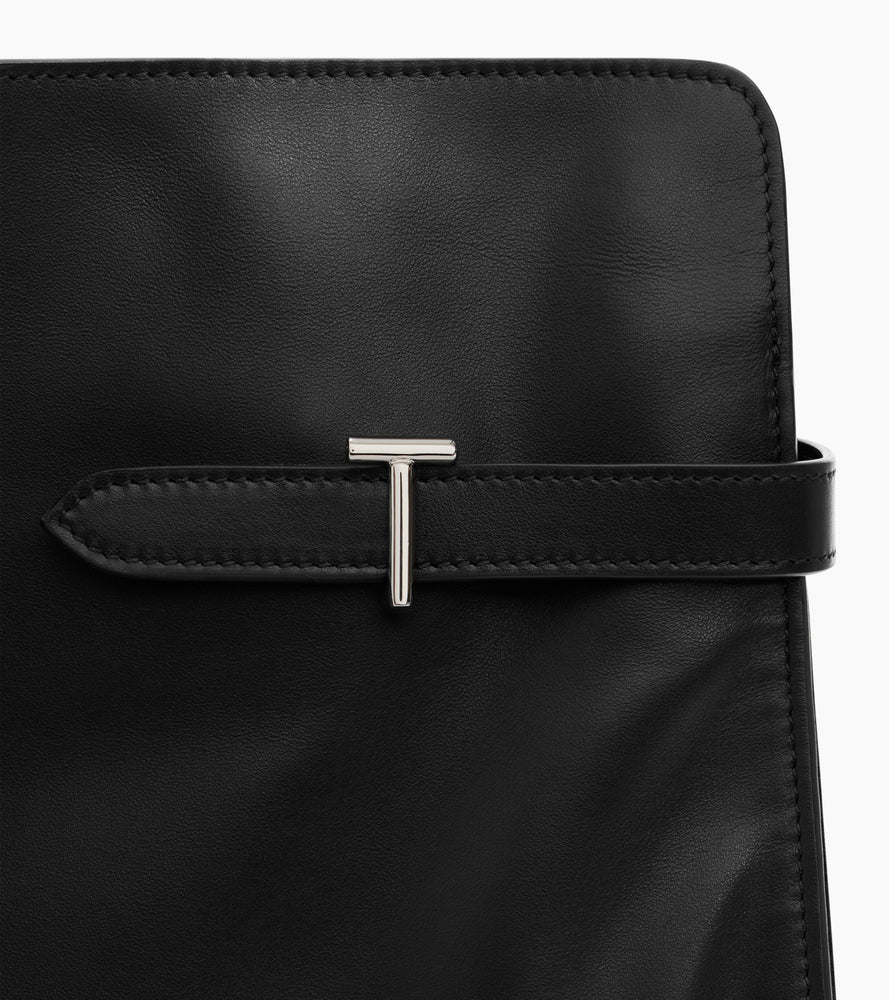 Sac porté épaule modèle maxi Emie en cuir lisse et refente de velours