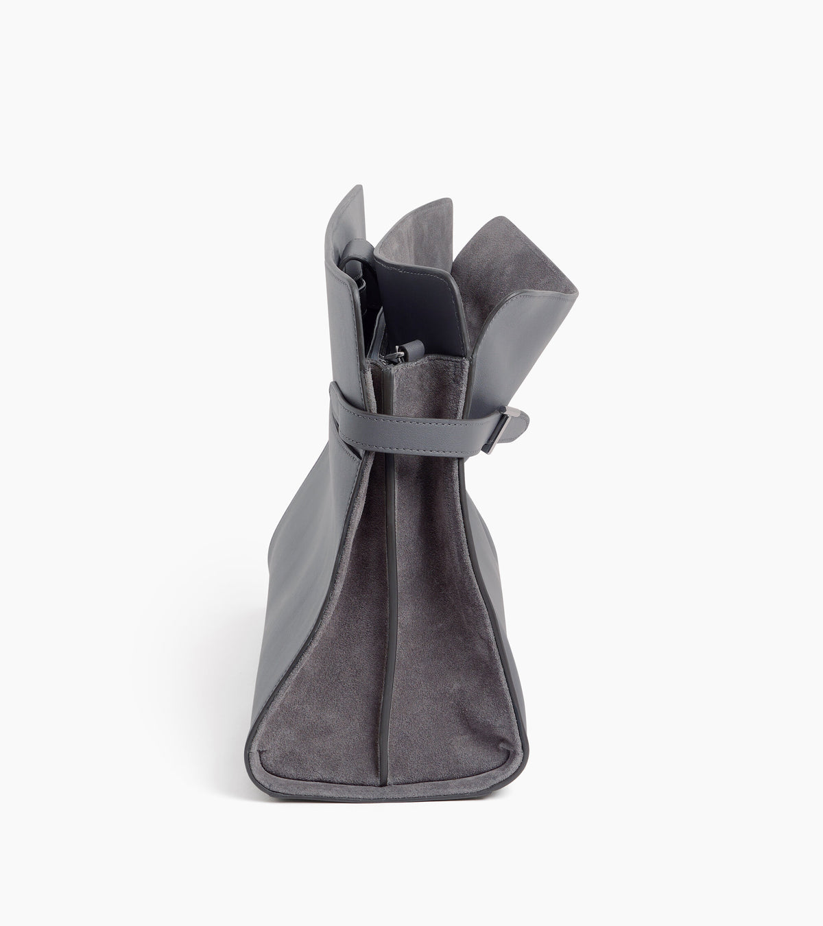 Sac porté épaule modèle maxi Emie en cuir lisse et refente de velours