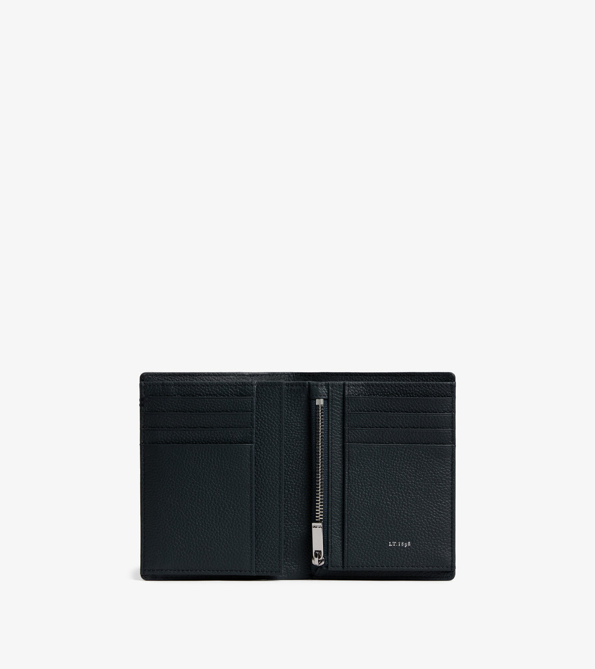 Petit portefeuille vertical zippé 2 volets Lucien en cuir grainé