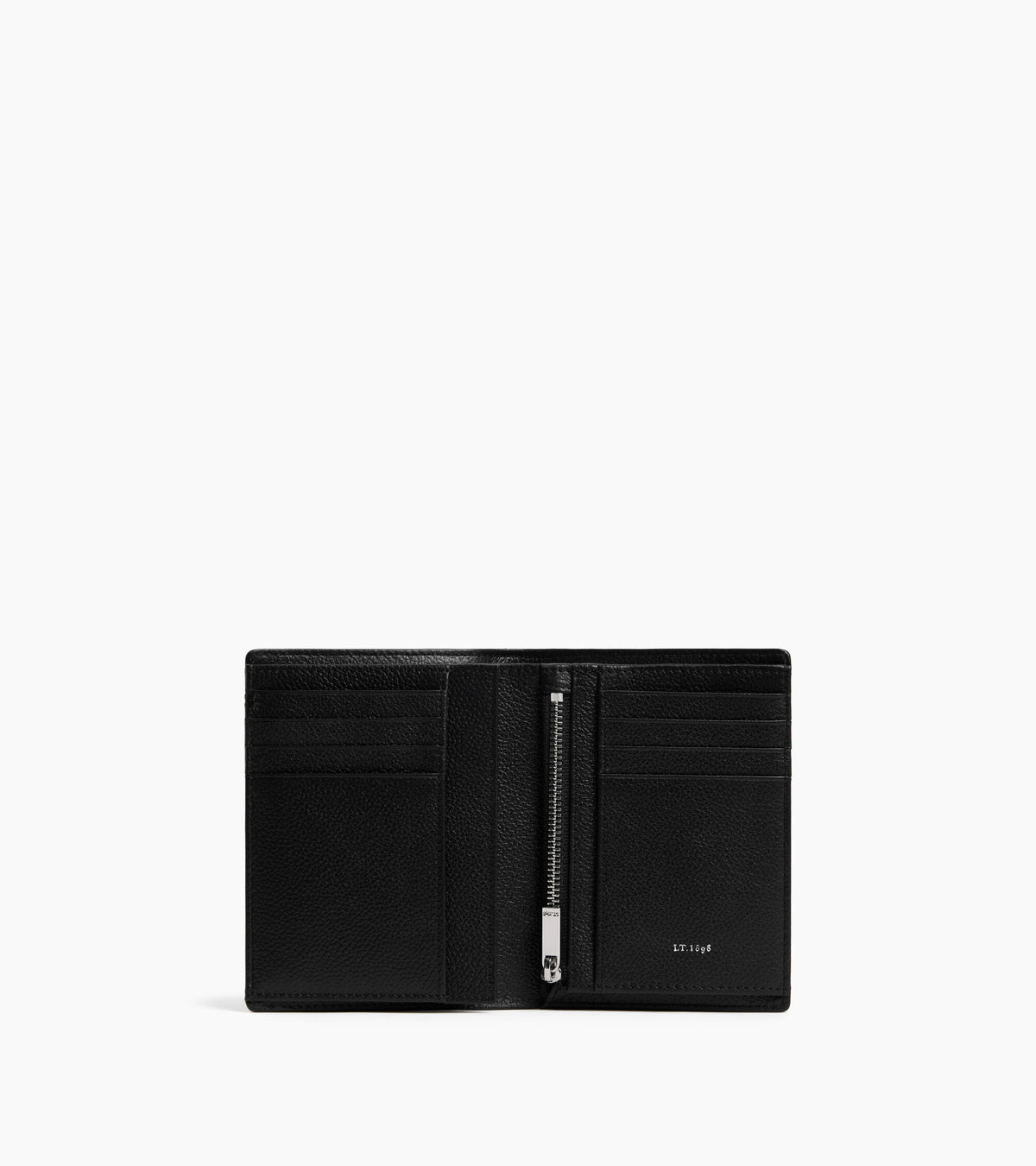 Petit portefeuille vertical zippé 2 volets Lucien en cuir grainé
