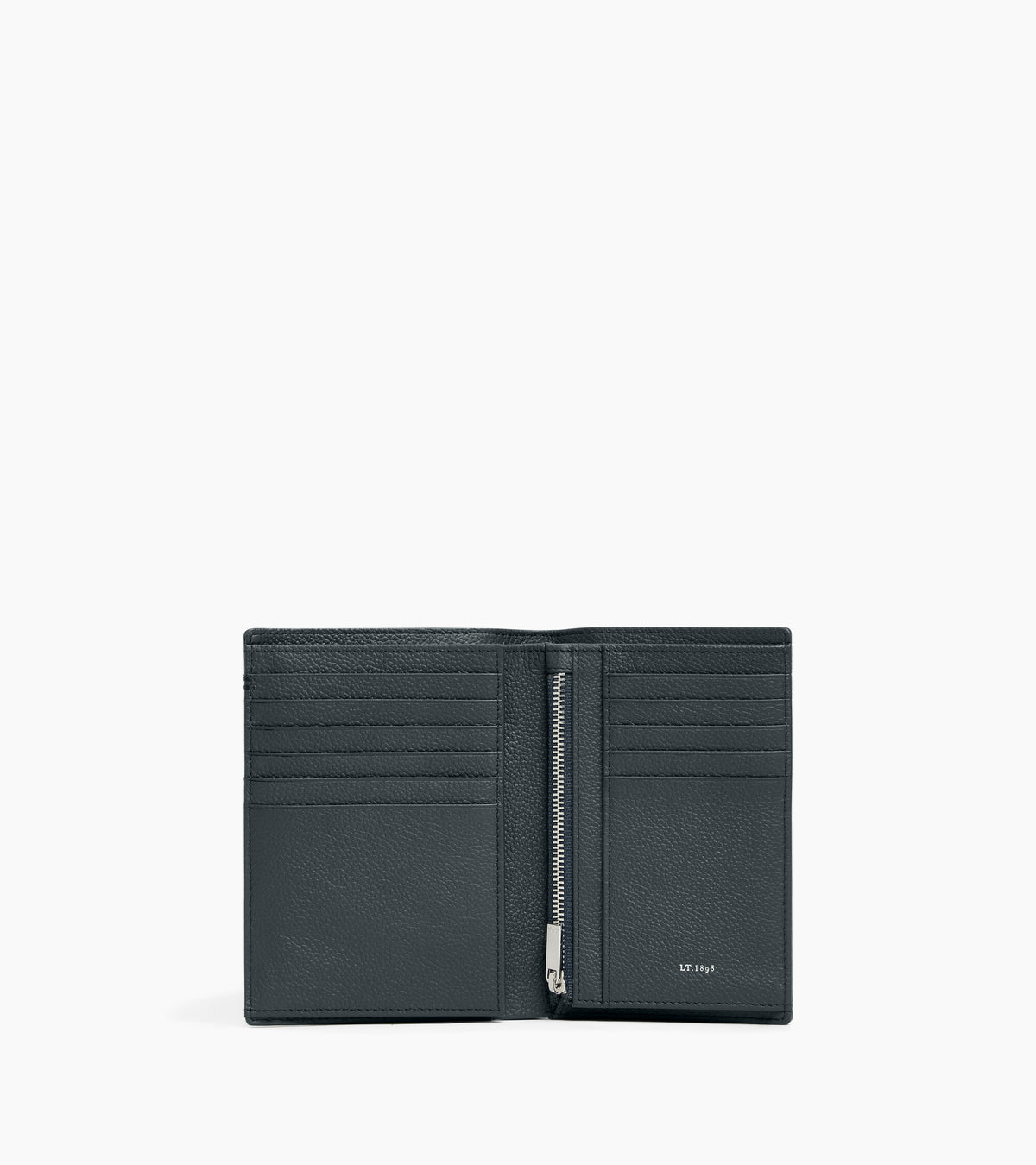 Portefeuille vertical moyen modèle zippé 2 volets Lucien en cuir grainé