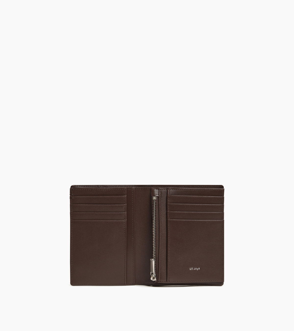 Portefeuille vertical zippé Lucien en cuir signature T