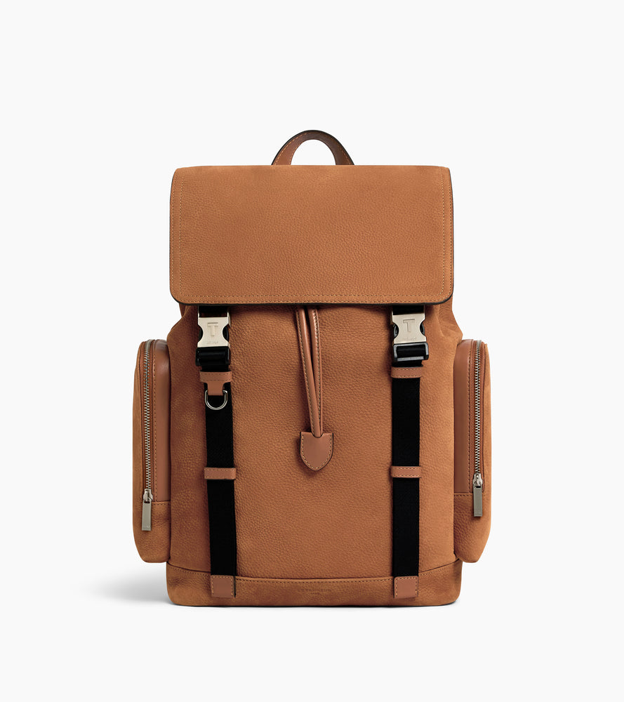 Sac à dos à rabat Maurice en cuir nubuck grainé