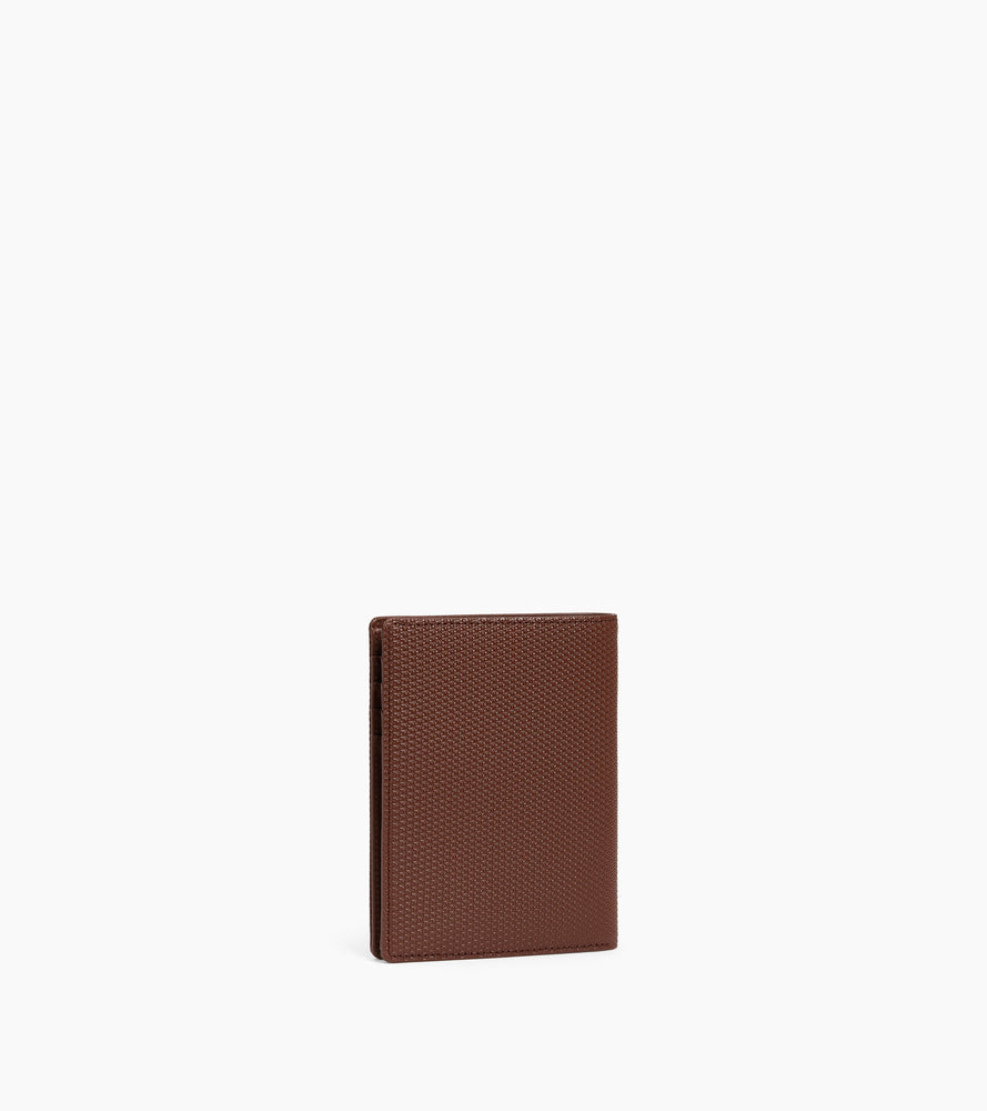 Portefeuille vertical zippé Emile en cuir signature T