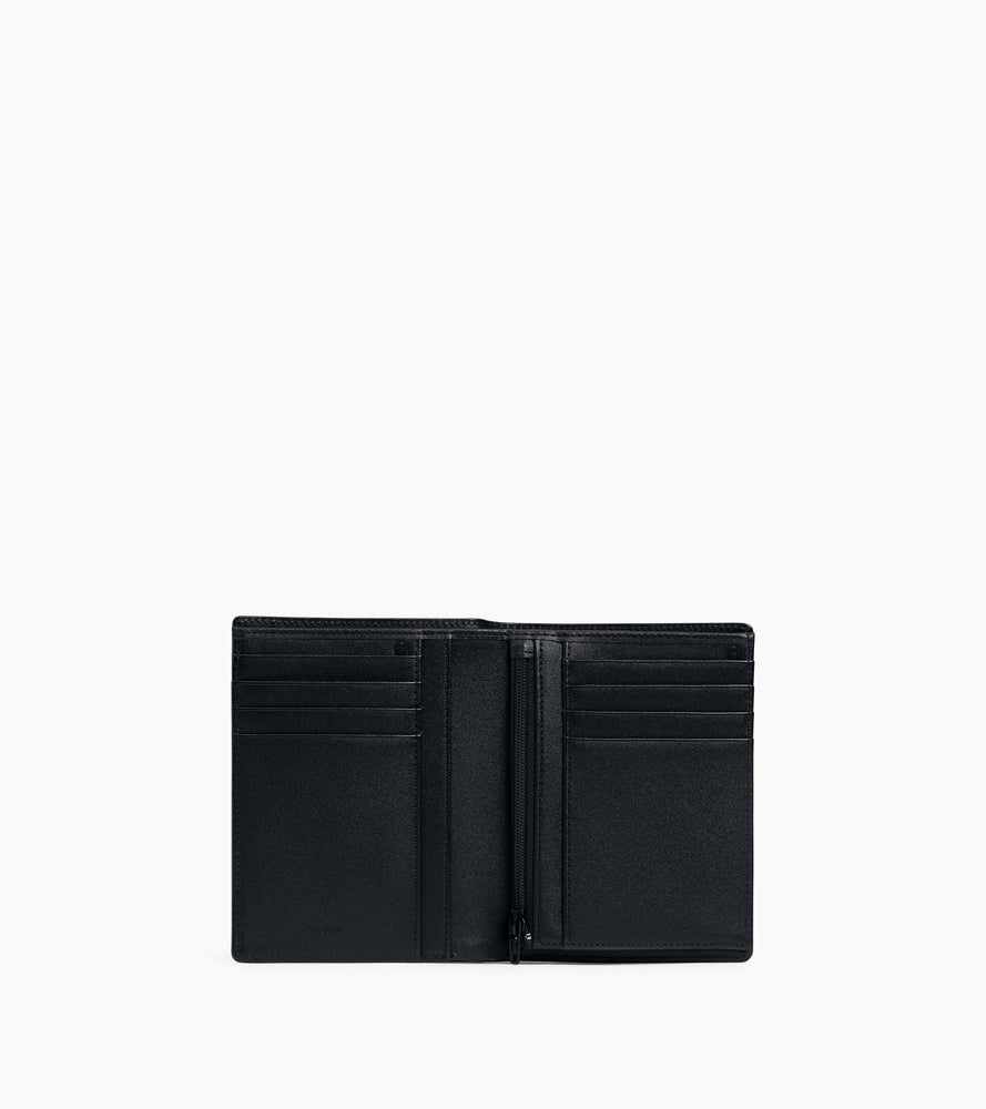 Portefeuille vertical zippé Emile en cuir signature T