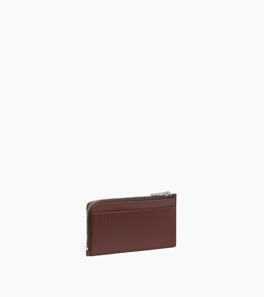 Porte carte large zippé Emile en cuir signature T